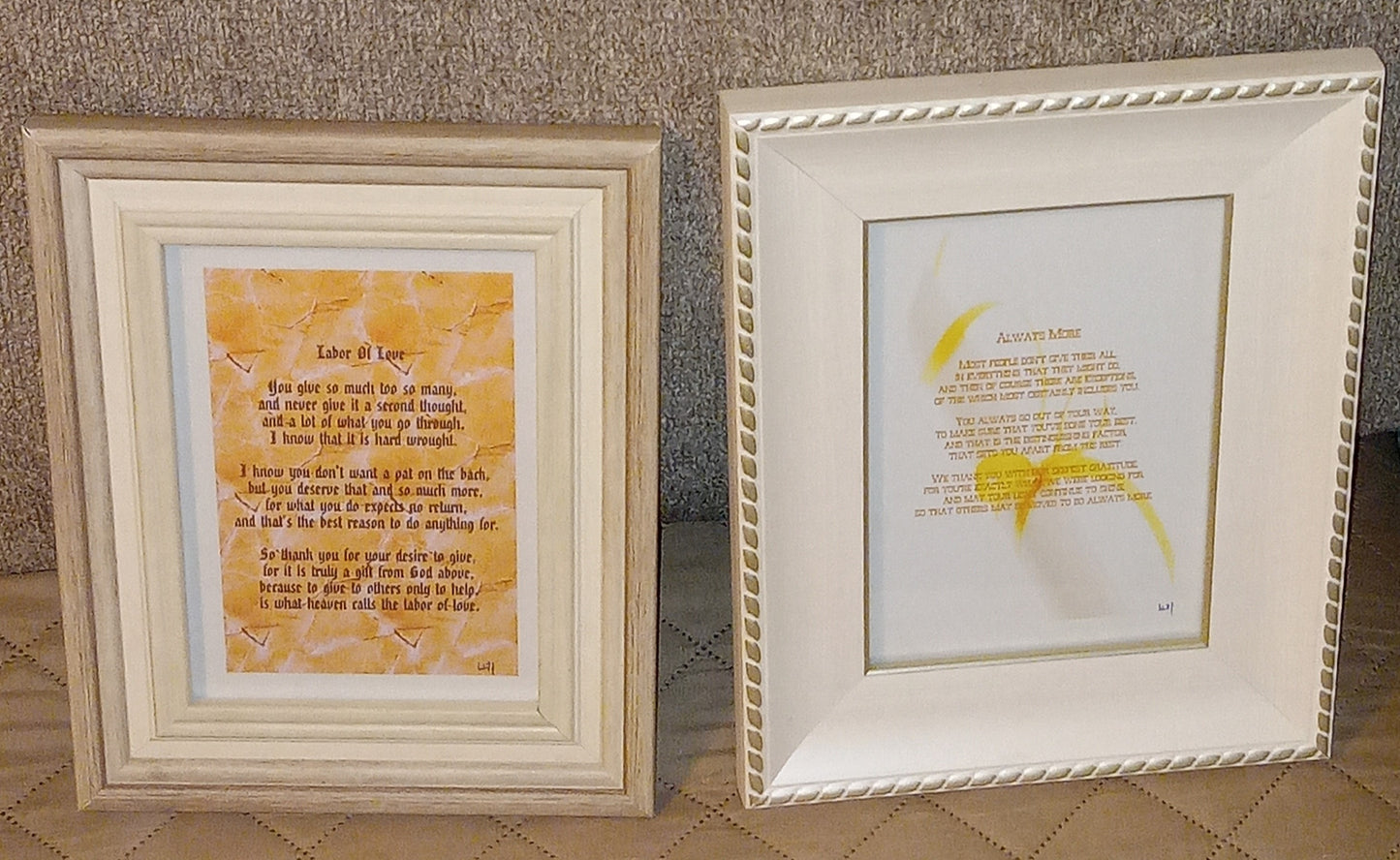 Labor of Love and Always More 5x7 custom poetic picture frame